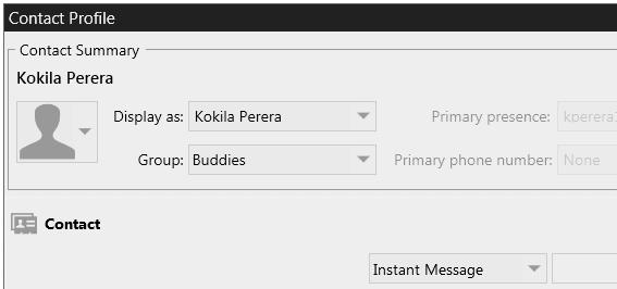 select the Instant Message entry and click Enable XMPP Presence All the XMPP information moves to a separate