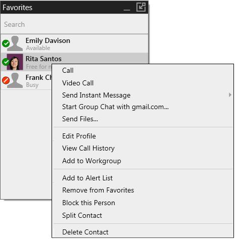 CounterPath Corporation 6.2 Favorites Tab You can create favorites from your contact list. They will be displayed in both the Contacts tab and in the Favorites tab.