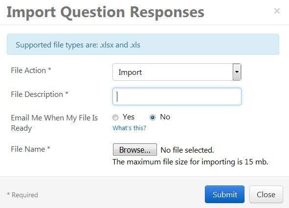Step Questions: Importing Once your responses have been entered in the exported spreadsheet, they can be imported back to the event s Questions page.