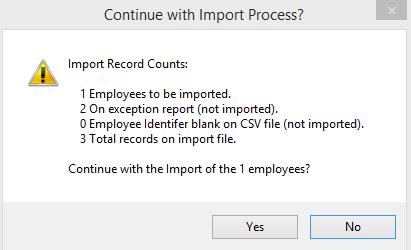 31. Select Run. 32. An Import Exception Report will display. 33.