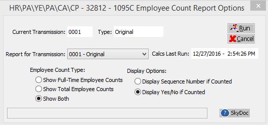 3. A report will display indicating the total employee counts for the workfile.