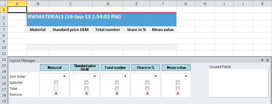 so across all worksheets and workbooks that contain a Reports Wand report. The Layout Manager may be docked on the top or bottom of your Excel screen or can be left as free floating if you so desire.