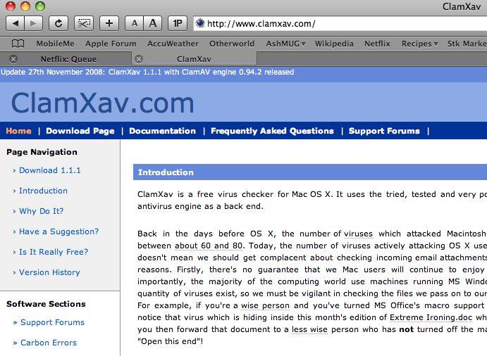 ClamXav a free antivirus application for the Mac Background Why anti-virus software for Mac OS X, which has been virus-free for years? -Viruses for OS X will eventually appear.
