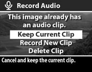 2 Select the Record Audio option. 3 If the image does not already have an audio clip, recording starts immediately.