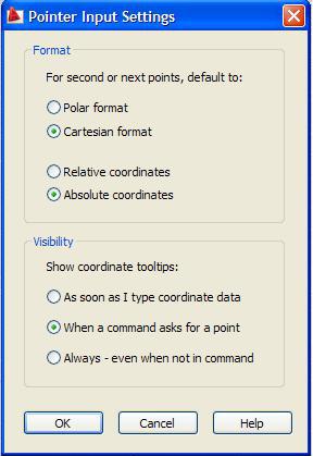 4. In Pointer Input Settings, Cartesian format and Absolute coordinates MUST be selected. 5.