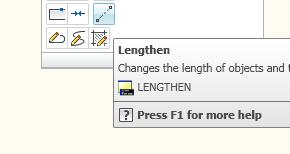 Lengthen Tool Lengthen Tool  The LENGTHEN tool does not affect closed objects.