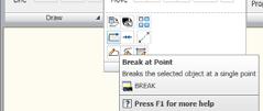 Breaking Objects The BREAK tool requires you to select the object to be broken, the first break point, and the second break point.