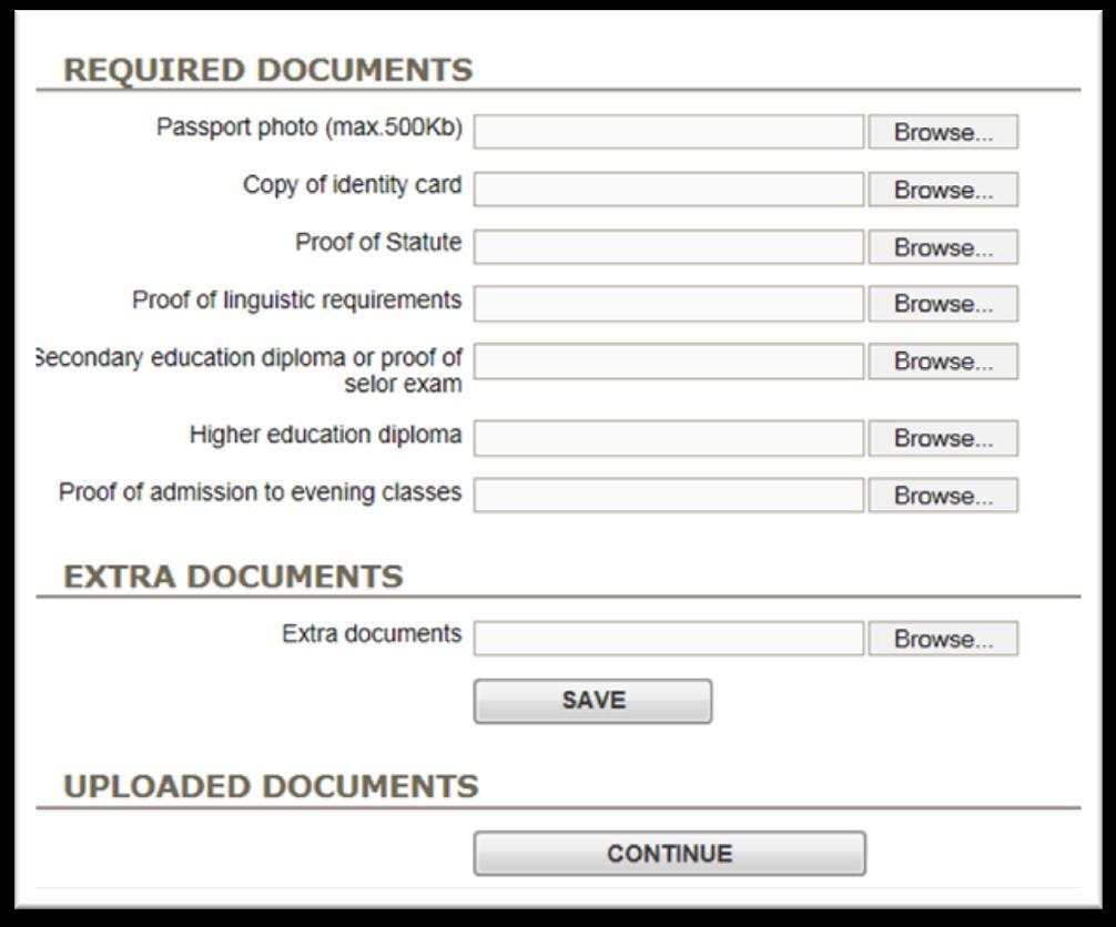 STEP 6: DOCUMENT CHECKLIST This page contains an overview of all the required documents. These documents need to be uploaded in PDF or JPEG format.