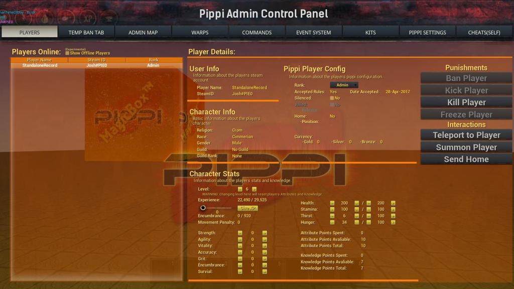 Configuring Pippi To access the Pippi Admin Panel you use the already existing key combo CTRL-SHIFT-C to display it on the screen. (The images used here are from the soon to be released 1.5.