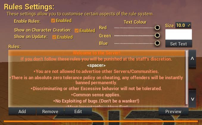 Rules Settings The Rules Settings allows you to configure the Rules System as well as provide you with basic tools to create a rules prompt.