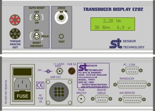 Transducer Displays E101/E102 integrate with the E100 SIT/SBT (Strain Gauge) transducers and Transducer Displays E201/E202 integrate with the E200 ORT Series (Optical Rotary Torque) Transducers.