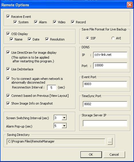 8 8. RemoteManager Setting Click RemoteManager Setting icon to open Remote Options screen.