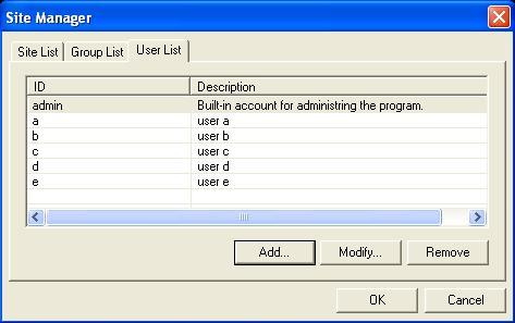 6 5.4 User List 5.4.1 In Site Manager, click [User List].