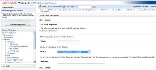 Step 4 : Insert JMSServerFileStore01 in name, App01 (migrateable)