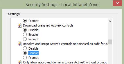 safe for scripting and select Enable. g. Click OK to save all the changes and close the Internet Options dialog. h.
