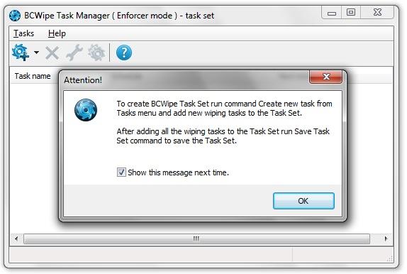 Creating BCWipe Task Set To create BCWipe Task Set administrator should click following window will appear.