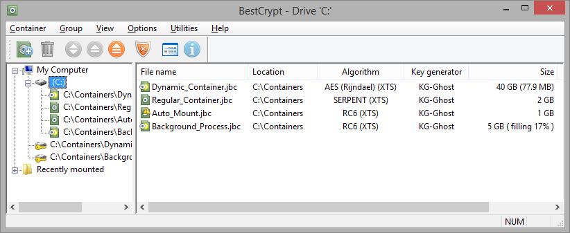 BestCrypt Container Encryption on Client Computers BestCrypt Container Encryption software allows the user to keep any form of data (files, letters, pictures, databases) in encrypted form on the hard