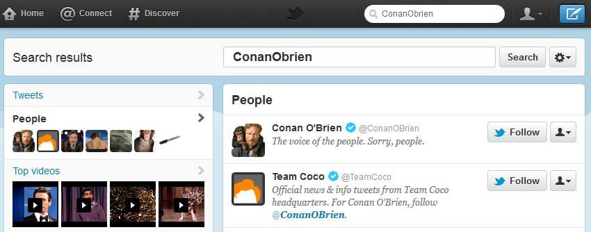 Searching for others 1. Type the person's name into the search box at the top of your Twitter homepage. 2.