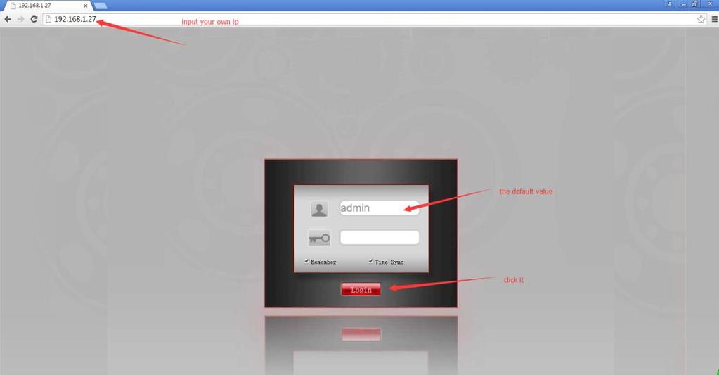 See picture 2.1 2.1 Then you will turn to the Login page. See picture 2.2 Please input your user name and password.