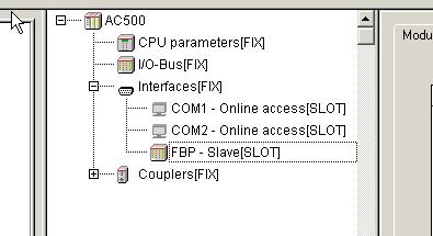 V 6 The FBP interface is set to FBP-Slave and has to be reset to FBP-None.