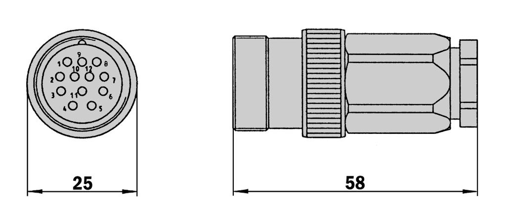 Contacts DOS-232-G 6 027 538 2 Connector M23 male, 2 pin, straight, screened Part no. Contacts STE-232-G 6 027 537 2 approx.
