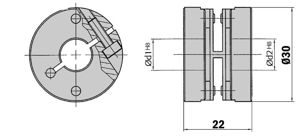 Shaft diameter KUP-0606-B 5 32 98 6 mm 6 mm KUP-060-B 5 32 982 6 mm 0 mm KUP-00-B 5 32 983 0 mm 0 mm KUP-02-B 5 32 984 0 mm 2 mm Cheese-head screw M2,5x8 DIN92 A2 Spring-disc