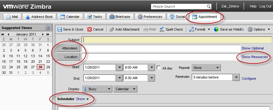 Multiple Appointments Opened. Calendar displays a tab when composing a new appointment.