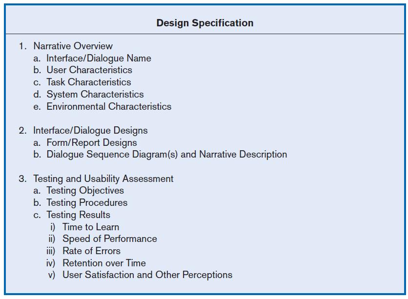 Figure 11-2 Specification outline for the design of interfaces and