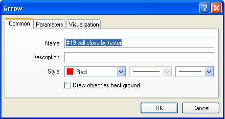Figure 11 - Objects Properties window Select object after creation option: Enabling this option prompts MetaTrader to select the object after its creation.