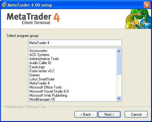 Figure 6 - Program group Here, you can change the name and place for which the program will appear in