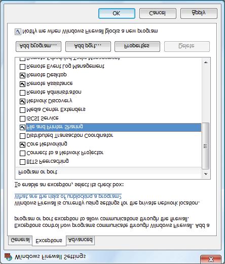 Firewall settings (For Network users) i Make sure that the new setting is added and is checked, and then click OK.