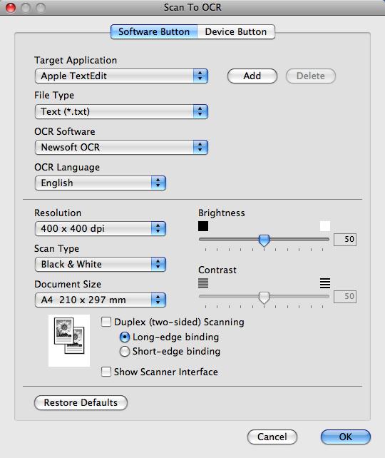 ControlCenter2 OCR (word processing application) 10 Scan to OCR converts the graphic page image data into text which can be edited by any word processing application.
