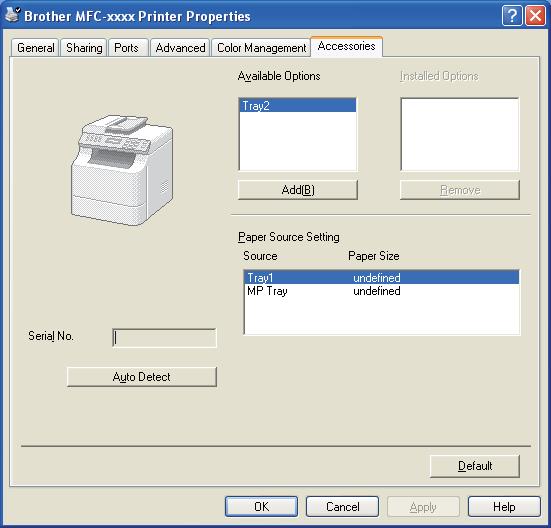 Printing Accessories tab 2 To access the Accessories tab, see Accessing the printer driver settings on page 17.