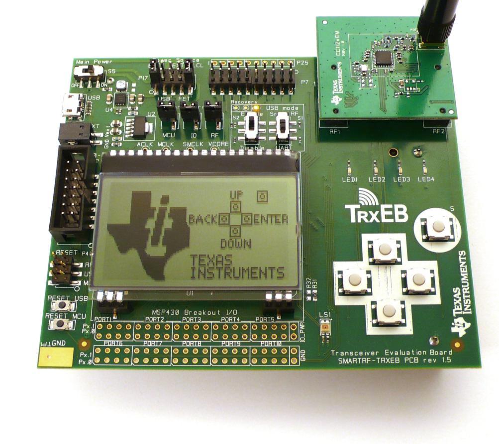 5 Using the SmartRF Transceiver Evaluation Board The SmartRF TrxEB is a flexible test and development platform that works together with RF Evaluation Modules from Texas Instruments.