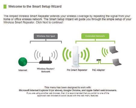 Welcome to the Smart Setup Wizard When the web menu appears, click Next to continue to the next page.