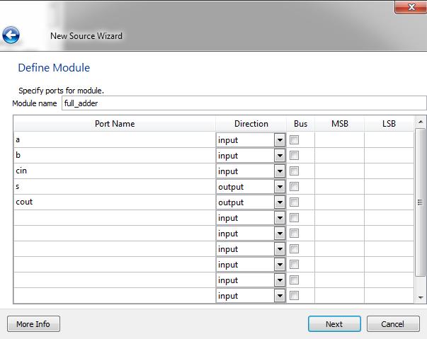 (6) You will now arrive at project view and see content of the full adder source file (full_adder.v) on the right.