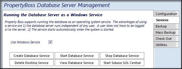 Step 1: Network Version - Stopping the Database Server and Service If you are using the Network version of PropertyBoss, you MUST STOP the database server before you begin the installation.