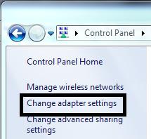 2. Click Change adapter settings. 3.