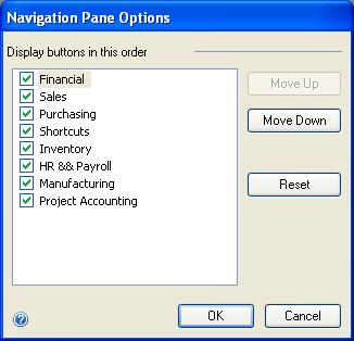 CHAPTER 3 NAVIGATION Change the order of series buttons Choose the chevron in the bottom right corner of the navigation pane, and then choose Navigation Pane Options to open the Navigation Pane