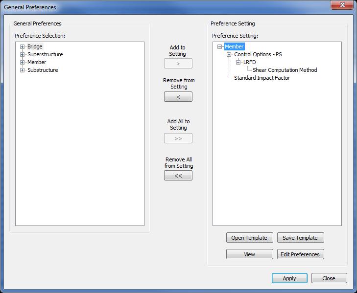 On General Preferences window previously selected settings will be shown under Preference Setting.