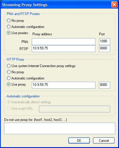 Controlling Streaming Media c. In the HTTP Proxy section, choose Use proxy and enter the IP address of the ProxySG and the port number used for the explicit proxy (8080).