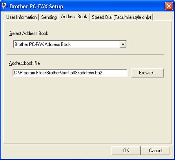 6. Brother PC-FAX Software (Not available for DCP models) Address Book 6 If Outlook Express is installed on your PC, you can choose in the