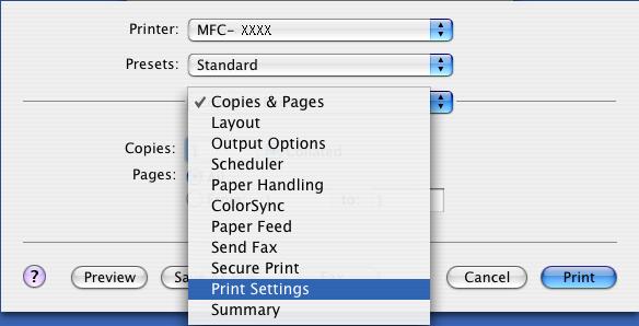 You can change the settings for Paper Size, Orientation and Scale, then click OK. b From application software such as TextEdit, click the File menu and choose Print.