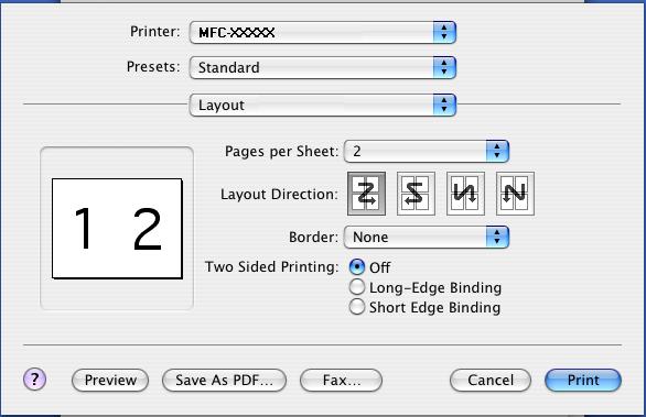 Pages per sheet: Choose how many pages will appear on each side of the paper.