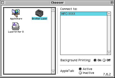 7. Printing and Faxing Using the Brother Laser driver for Macintosh (Mac OS 9.1 to 9.
