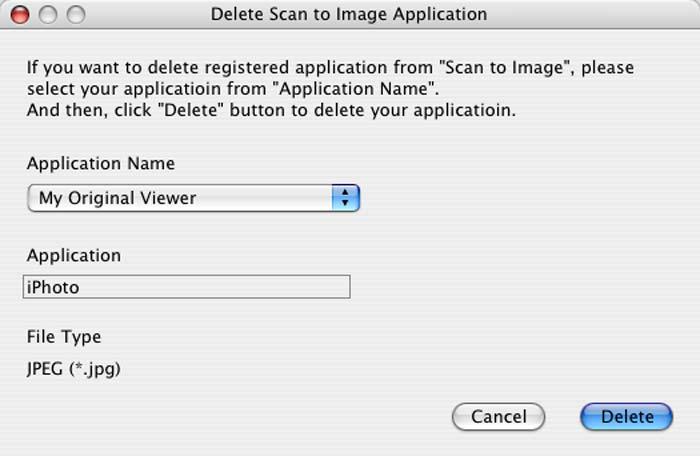 button. Also choose the File Type from the pop-up menu. You can delete an application that you have added.