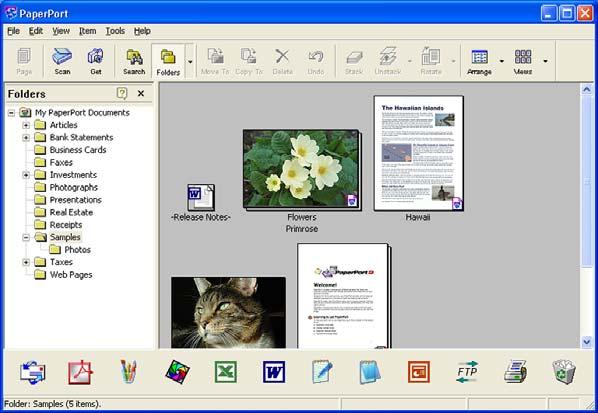 2. Scanning Viewing items 2 ScanSoft PaperPort SE gives several ways to view items: Desktop View displays a thumbnail (a small graphic that shows each item in a desktop or folder).