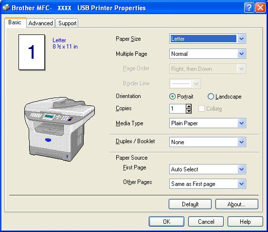 3. ControlCenter2 In the printer driver settings dialog box, you can choose advanced settings for printing.