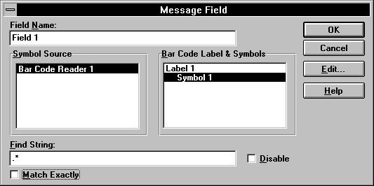 This dialog is accessed by selecting Message in the Project dialog.