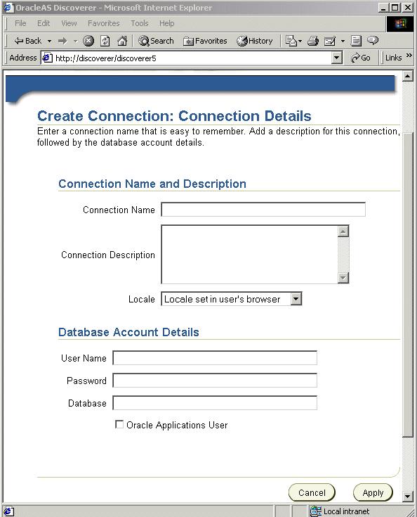 Lesson 1: Getting started Figure 2 8 Create Connection: Connection Details page The Create Connection: Connection Details page is a web form for entering login details that you want to save in a